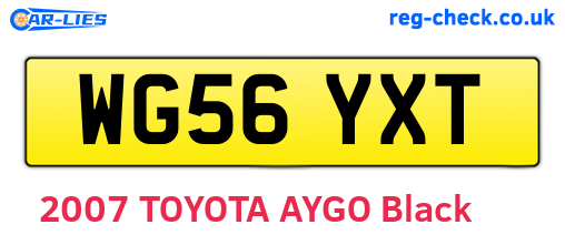 WG56YXT are the vehicle registration plates.