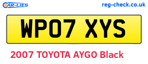 WP07XYS are the vehicle registration plates.