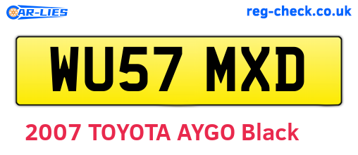 WU57MXD are the vehicle registration plates.