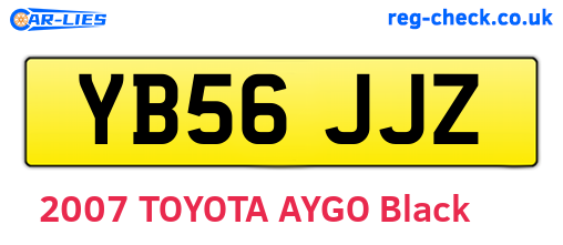 YB56JJZ are the vehicle registration plates.