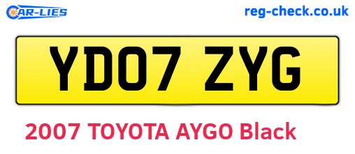 YD07ZYG are the vehicle registration plates.