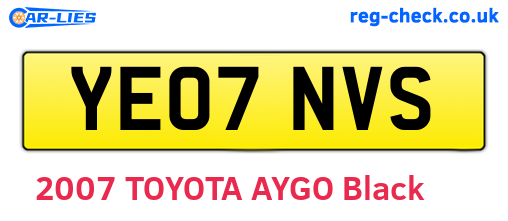 YE07NVS are the vehicle registration plates.