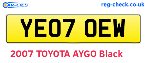 YE07OEW are the vehicle registration plates.