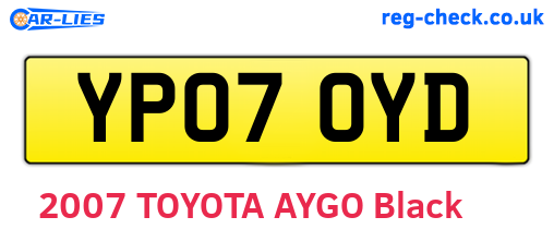 YP07OYD are the vehicle registration plates.