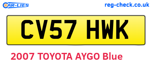 CV57HWK are the vehicle registration plates.
