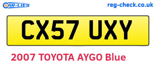 CX57UXY are the vehicle registration plates.
