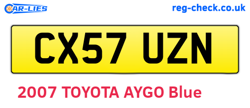 CX57UZN are the vehicle registration plates.