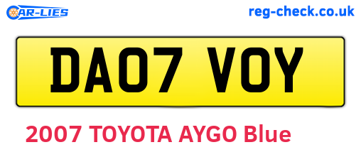 DA07VOY are the vehicle registration plates.