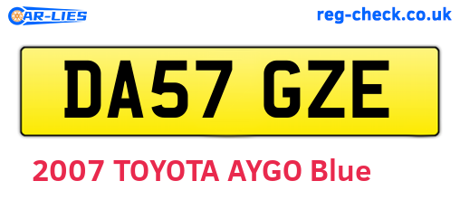 DA57GZE are the vehicle registration plates.