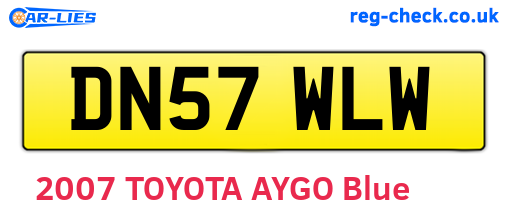 DN57WLW are the vehicle registration plates.
