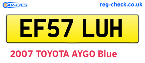 EF57LUH are the vehicle registration plates.