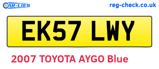 EK57LWY are the vehicle registration plates.