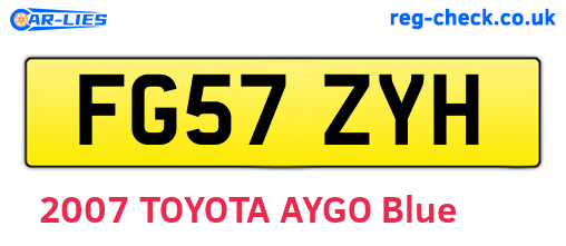 FG57ZYH are the vehicle registration plates.