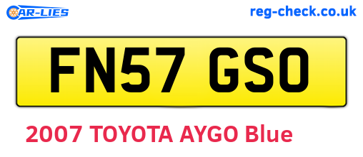 FN57GSO are the vehicle registration plates.