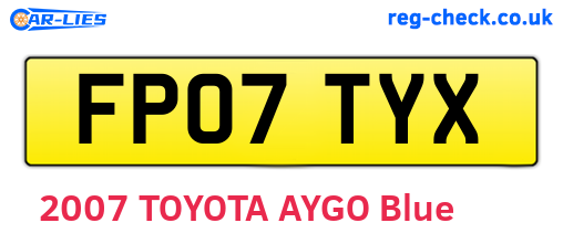 FP07TYX are the vehicle registration plates.