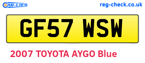 GF57WSW are the vehicle registration plates.