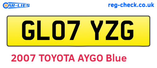 GL07YZG are the vehicle registration plates.