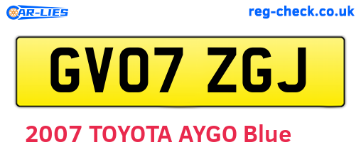 GV07ZGJ are the vehicle registration plates.