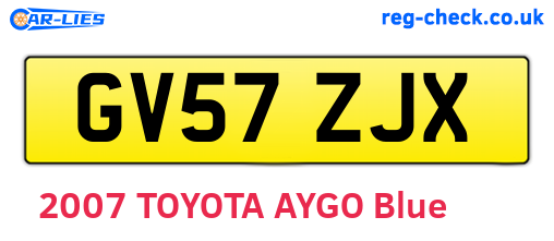 GV57ZJX are the vehicle registration plates.