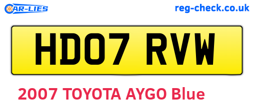 HD07RVW are the vehicle registration plates.