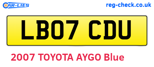 LB07CDU are the vehicle registration plates.