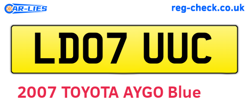 LD07UUC are the vehicle registration plates.