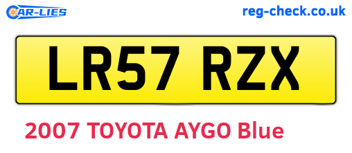 LR57RZX are the vehicle registration plates.
