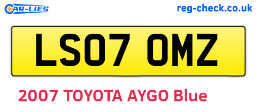 LS07OMZ are the vehicle registration plates.