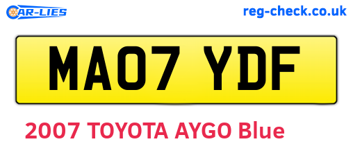 MA07YDF are the vehicle registration plates.