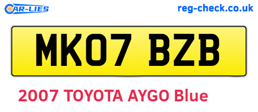 MK07BZB are the vehicle registration plates.