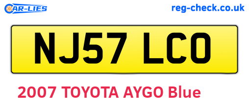 NJ57LCO are the vehicle registration plates.