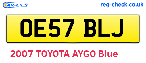 OE57BLJ are the vehicle registration plates.