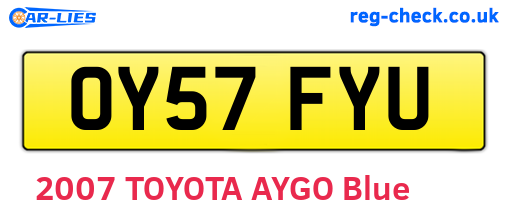 OY57FYU are the vehicle registration plates.
