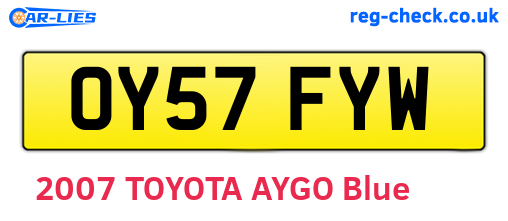 OY57FYW are the vehicle registration plates.