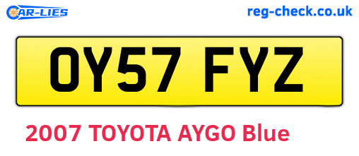 OY57FYZ are the vehicle registration plates.