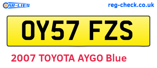 OY57FZS are the vehicle registration plates.