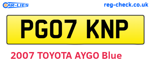 PG07KNP are the vehicle registration plates.