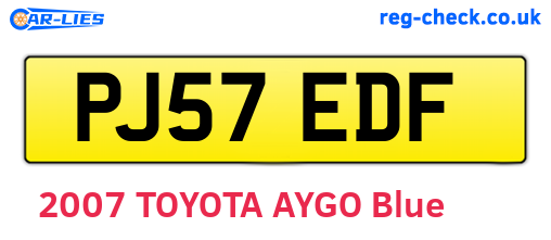 PJ57EDF are the vehicle registration plates.