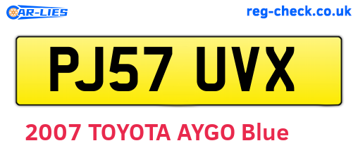 PJ57UVX are the vehicle registration plates.