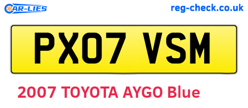 PX07VSM are the vehicle registration plates.