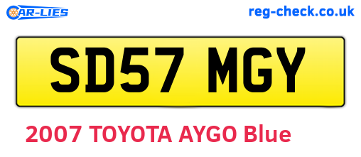 SD57MGY are the vehicle registration plates.