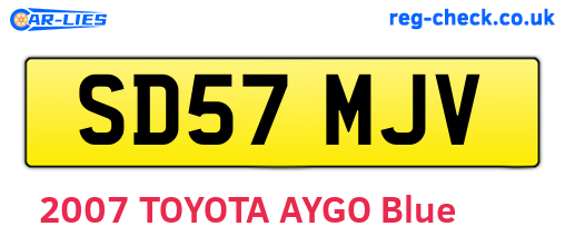 SD57MJV are the vehicle registration plates.
