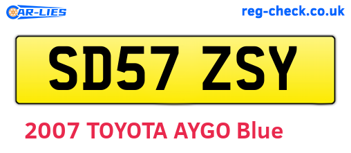 SD57ZSY are the vehicle registration plates.