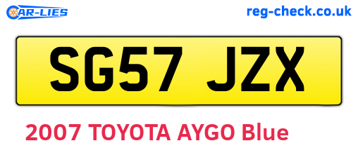 SG57JZX are the vehicle registration plates.