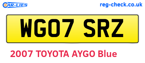 WG07SRZ are the vehicle registration plates.