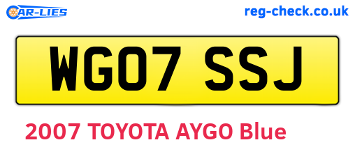 WG07SSJ are the vehicle registration plates.
