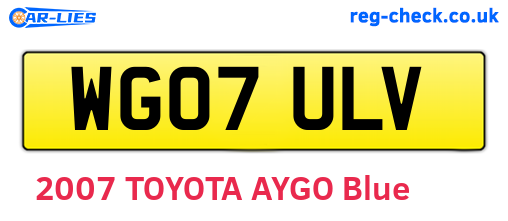 WG07ULV are the vehicle registration plates.