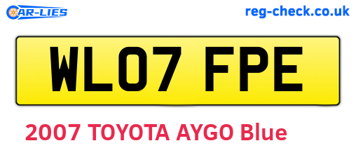 WL07FPE are the vehicle registration plates.