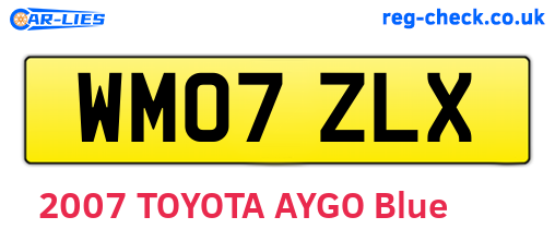 WM07ZLX are the vehicle registration plates.