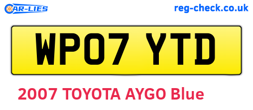 WP07YTD are the vehicle registration plates.